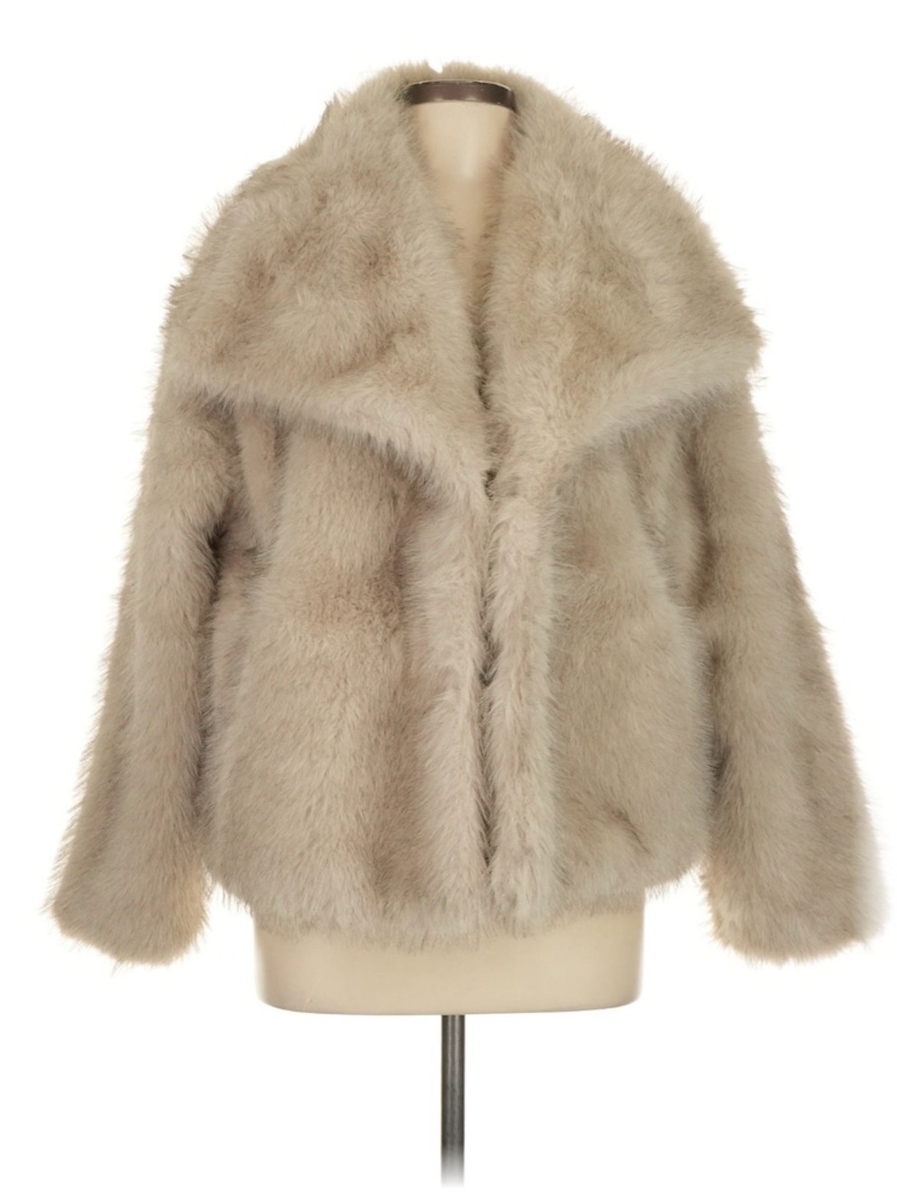 Millennium Taupe Faux Fur Teddy Jacket with Shawl Collar